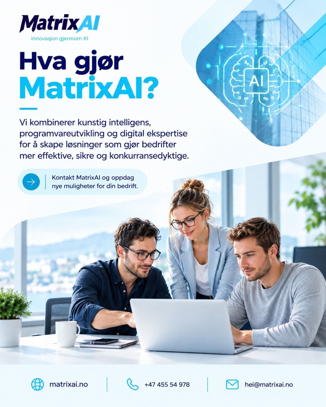 MatrixAI team and services post in Norwegian