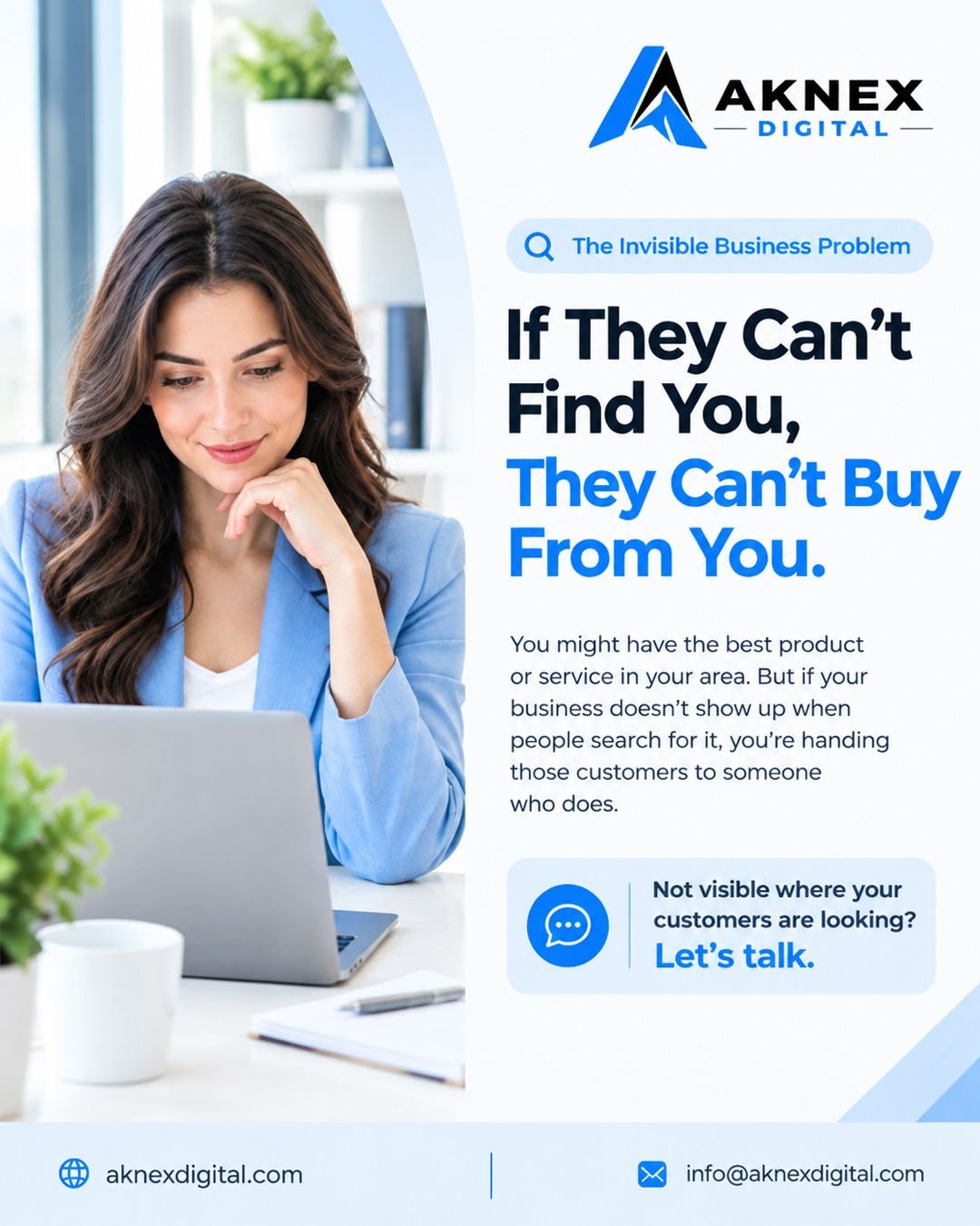 Social media graphic about helping customers find a business online